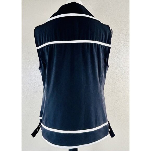 Chicos Zynergy Vest Black & White Zipper Side Buckles Size 1 M LOOKS UNWORN EUC - Picture 2 of 9